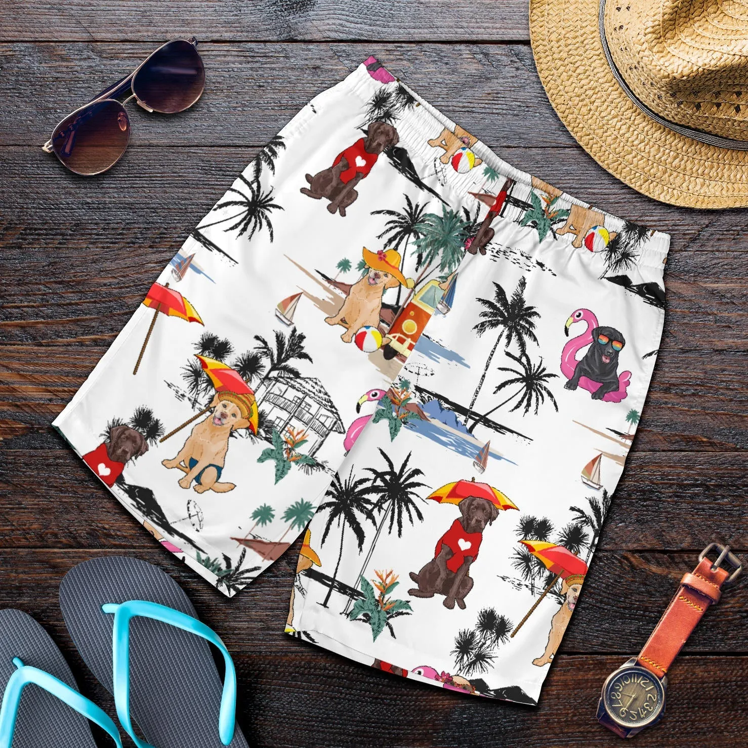 Labrador Retriever-Summer Beach Mens Shorts