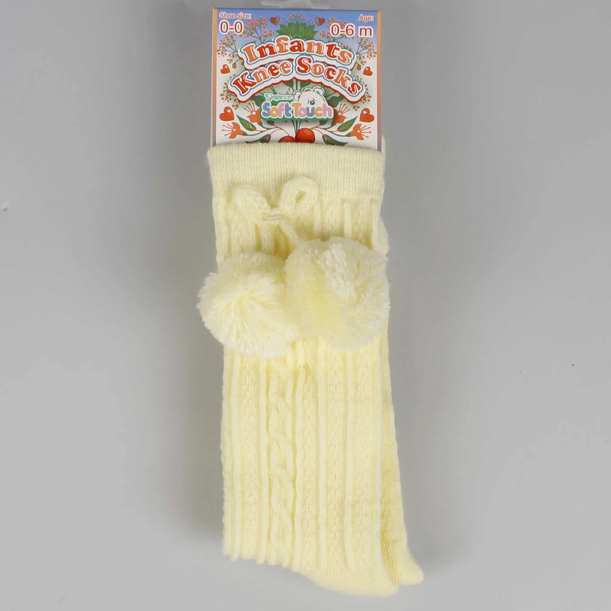 Lemon Baby Boy / Girl Pom Pom knee high socks - Spanish Style Baby Socks