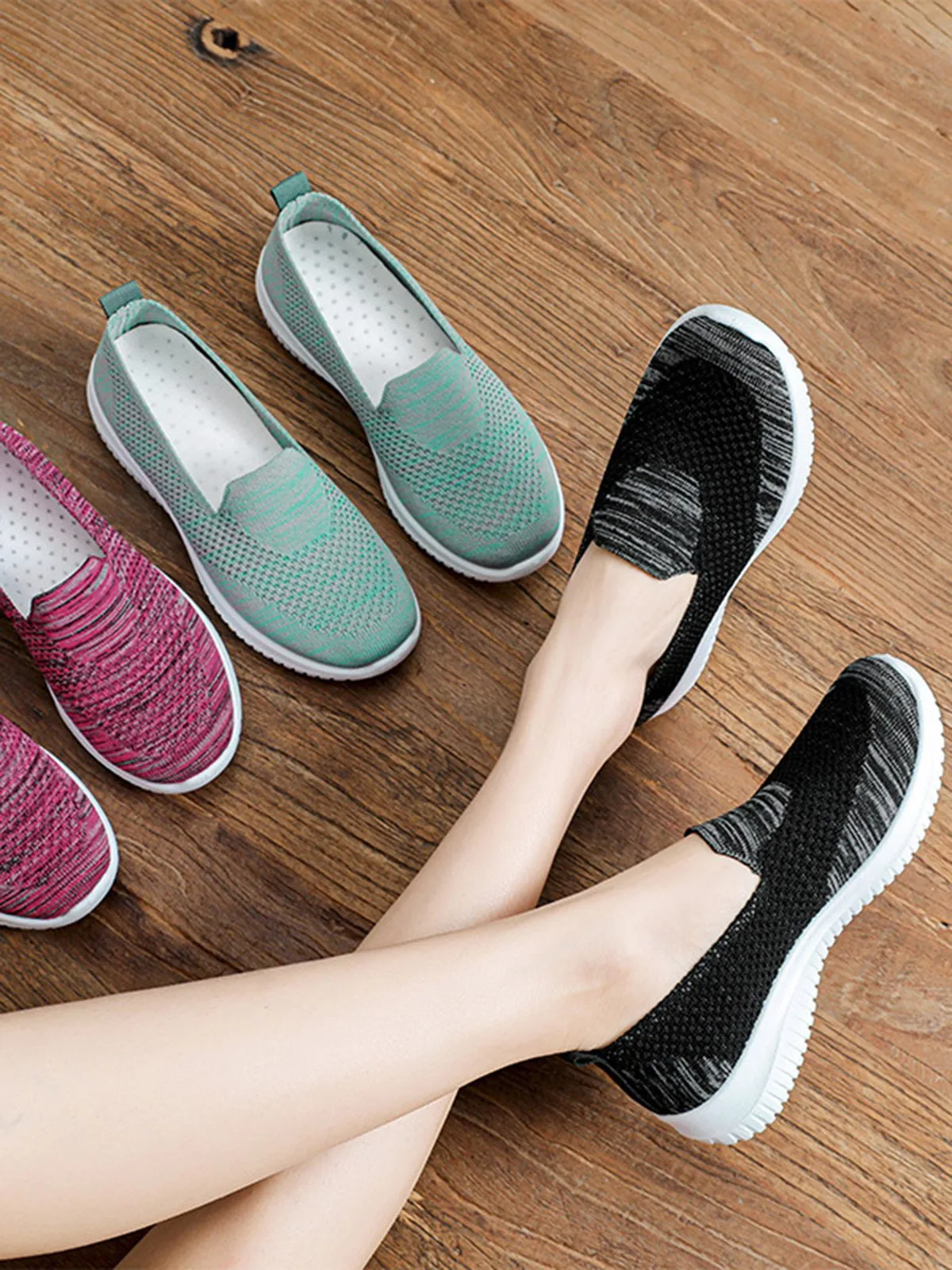 Lightweight Breathable Flyknit Mesh Casual Shoes Sneakers