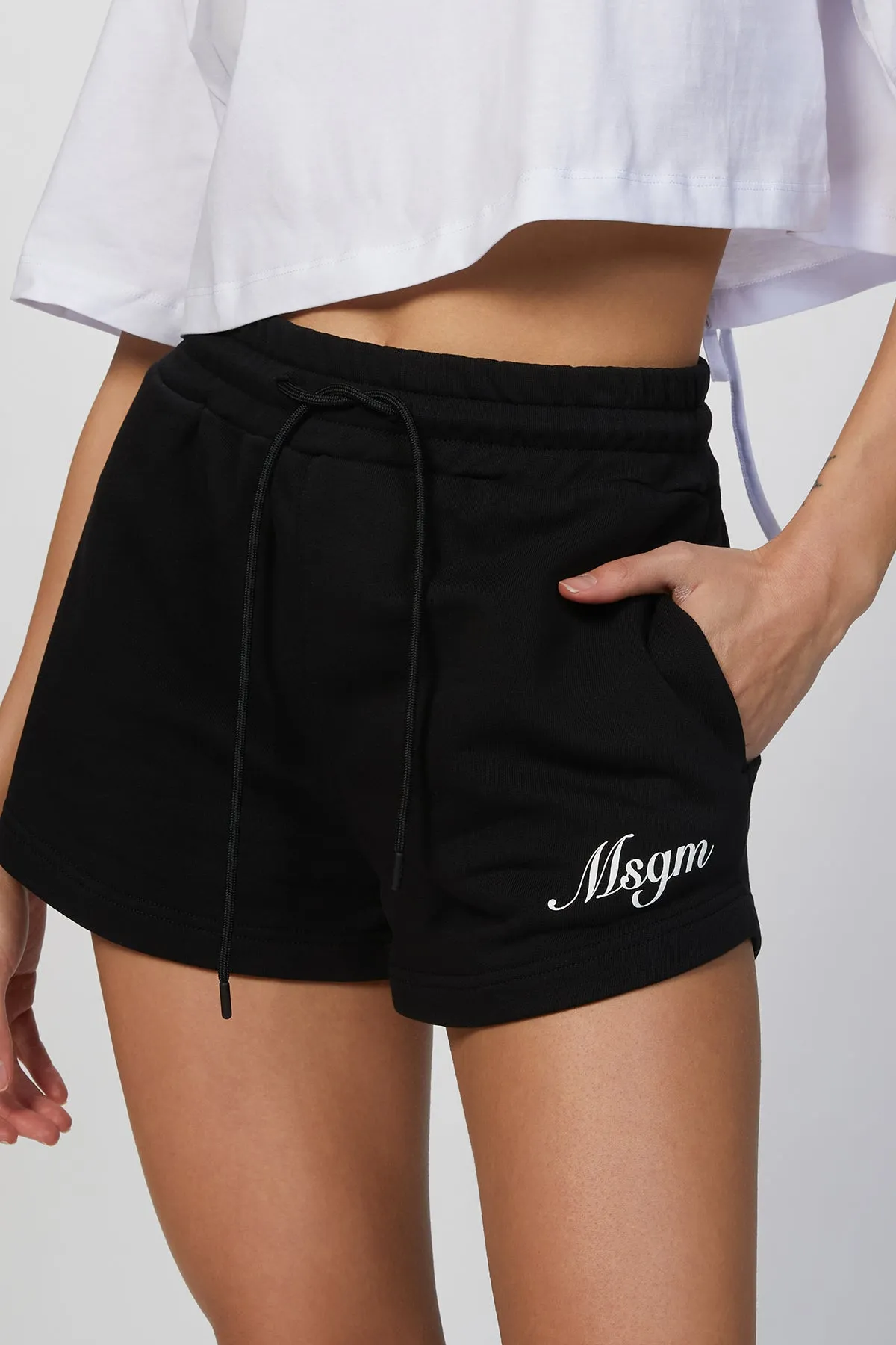 LOGO-PRINT TRACK SHORTS