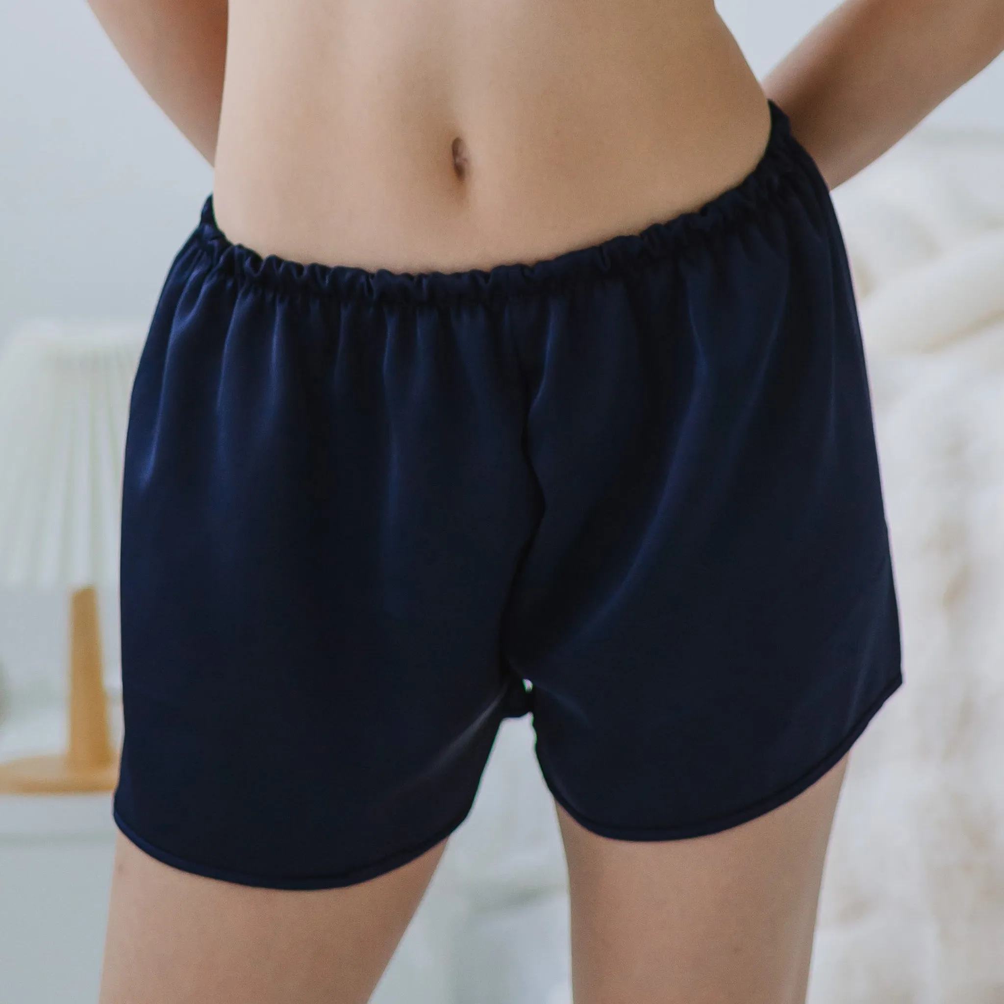 Luxurious Cooling Crease-less Satin Shorts in Moonlight