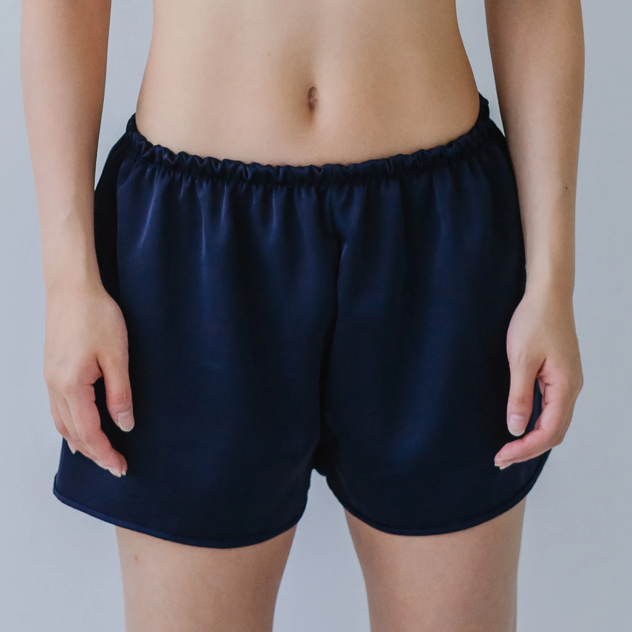 Luxurious Cooling Crease-less Satin Shorts in Moonlight