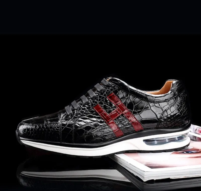 Luxury Alligator Leather Mens Joggers Sneakers Top Quality Crocodile Genuine Leather Shoes Tenis Masculino Trainers Shoes