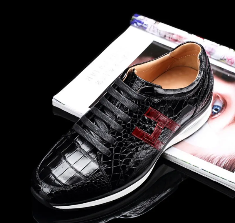 Luxury Alligator Leather Mens Joggers Sneakers Top Quality Crocodile Genuine Leather Shoes Tenis Masculino Trainers Shoes