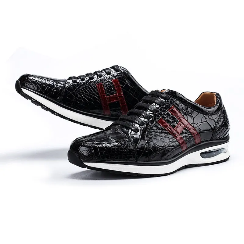 Luxury Alligator Leather Mens Joggers Sneakers Top Quality Crocodile Genuine Leather Shoes Tenis Masculino Trainers Shoes