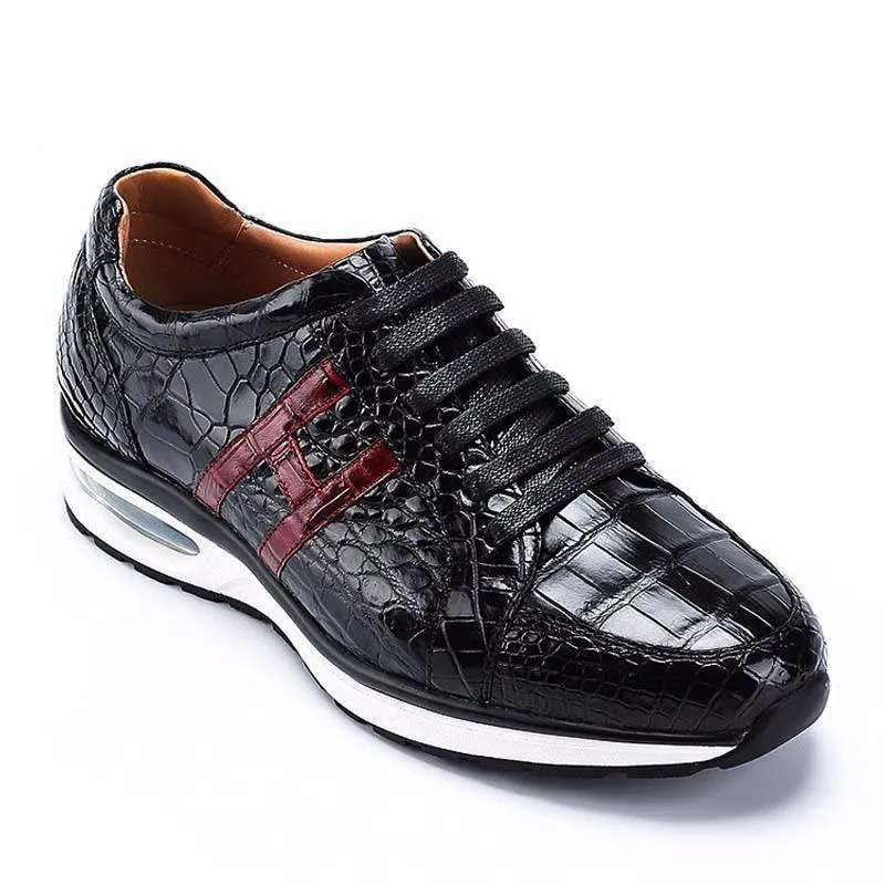 Luxury Alligator Leather Mens Joggers Sneakers Top Quality Crocodile Genuine Leather Shoes Tenis Masculino Trainers Shoes