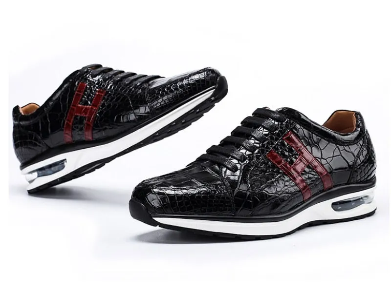 Luxury Alligator Leather Mens Joggers Sneakers Top Quality Crocodile Genuine Leather Shoes Tenis Masculino Trainers Shoes