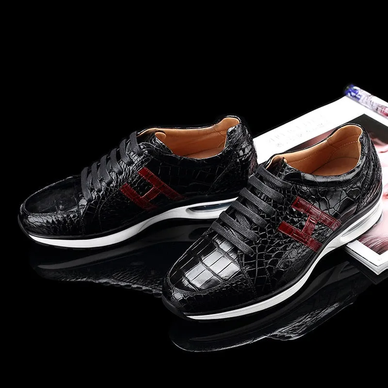 Luxury Alligator Leather Mens Joggers Sneakers Top Quality Crocodile Genuine Leather Shoes Tenis Masculino Trainers Shoes