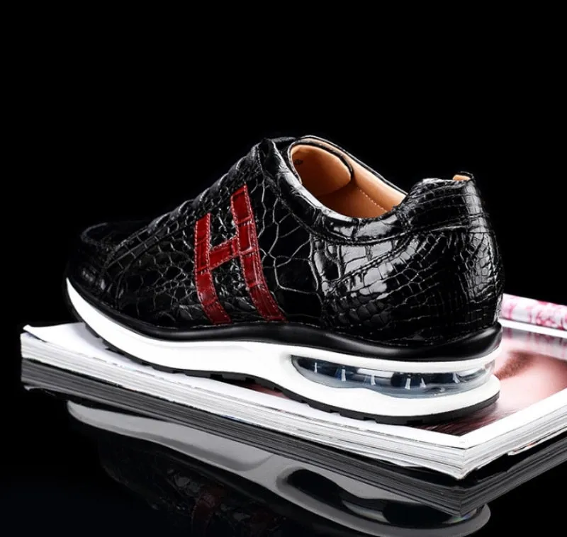 Luxury Alligator Leather Mens Joggers Sneakers Top Quality Crocodile Genuine Leather Shoes Tenis Masculino Trainers Shoes