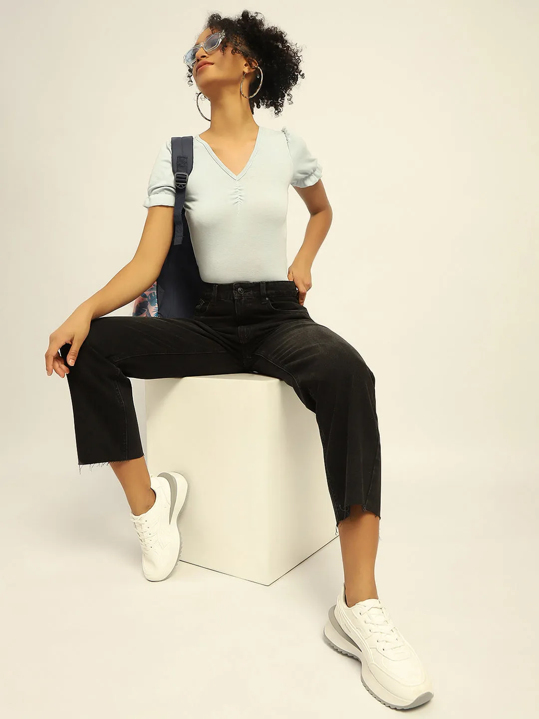 Madame Black Loose Fit Cotton Denim