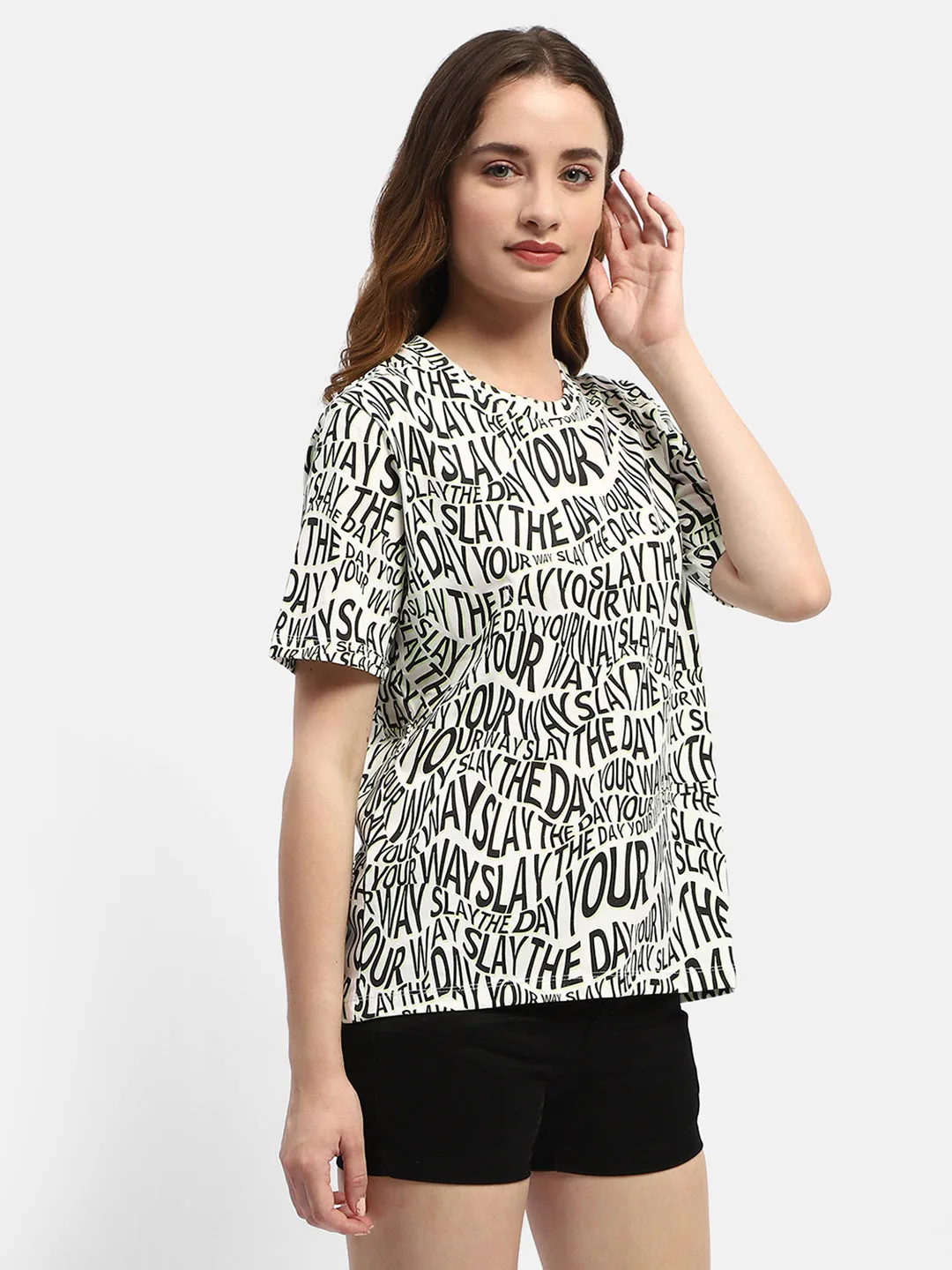 Madame Typography White Regular T-Shirt