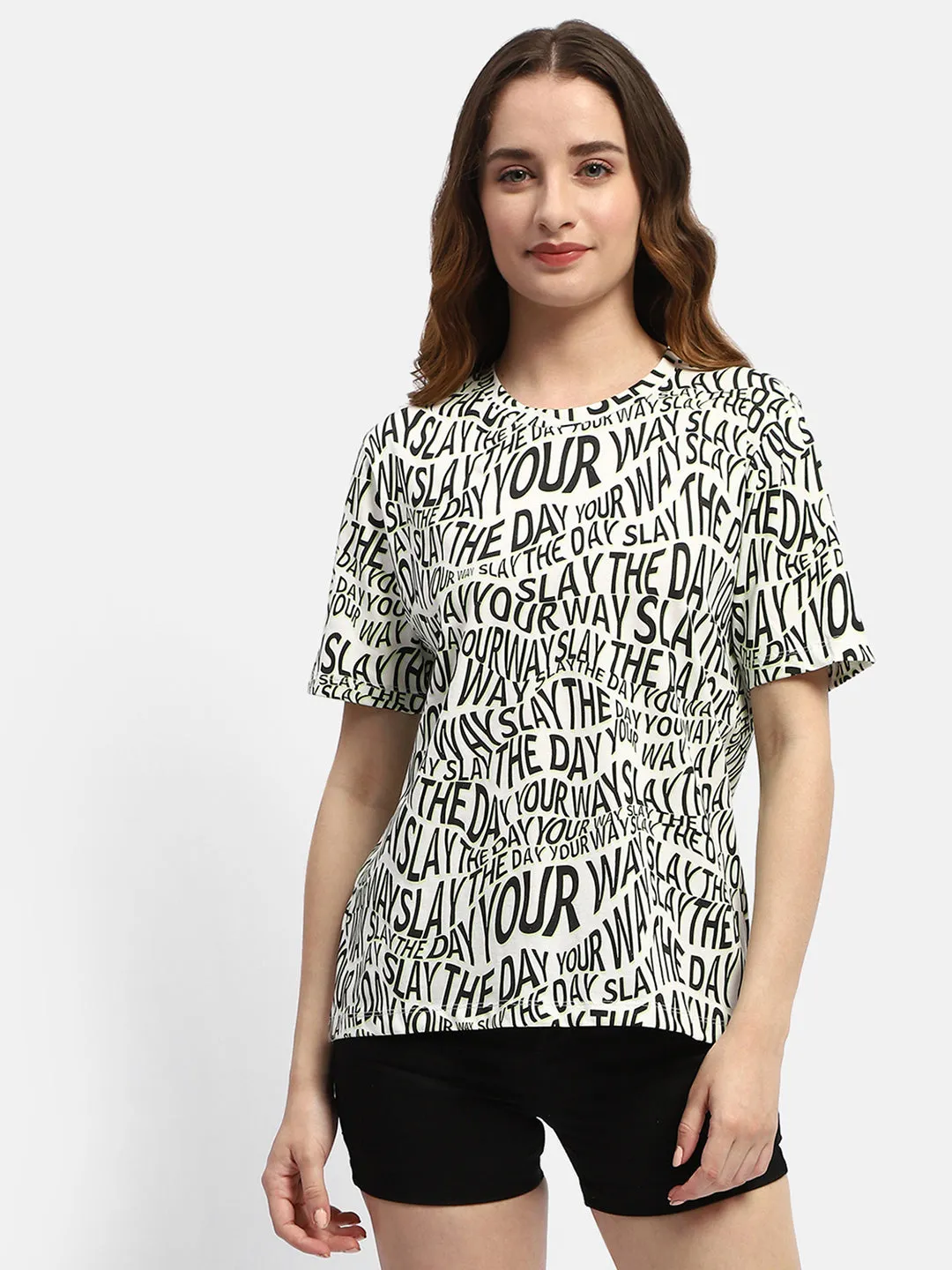 Madame Typography White Regular T-Shirt