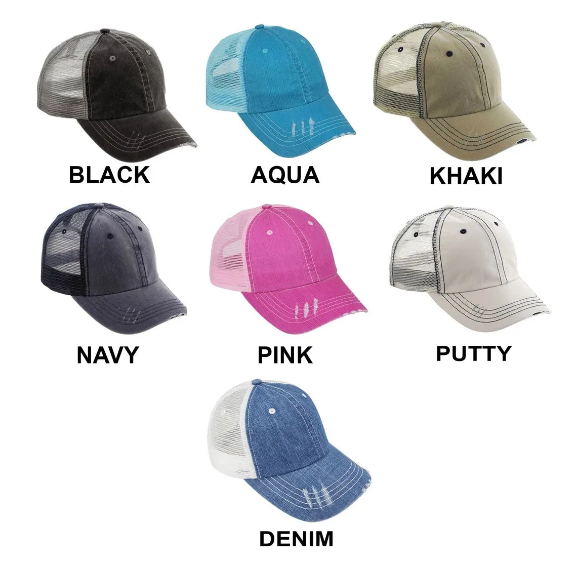 Mama Bear Embroidered Distressed Trucker Hat