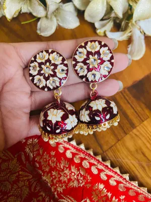 Mehroon Meenakari Jhoomki