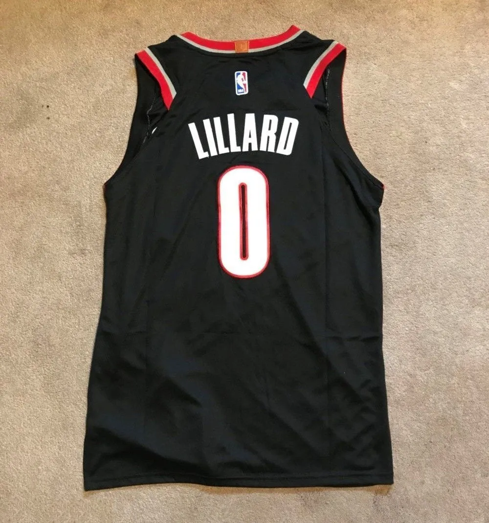 Men 0 Damian Lillard Jersey Black Portland Trail Blazers Authentic Player