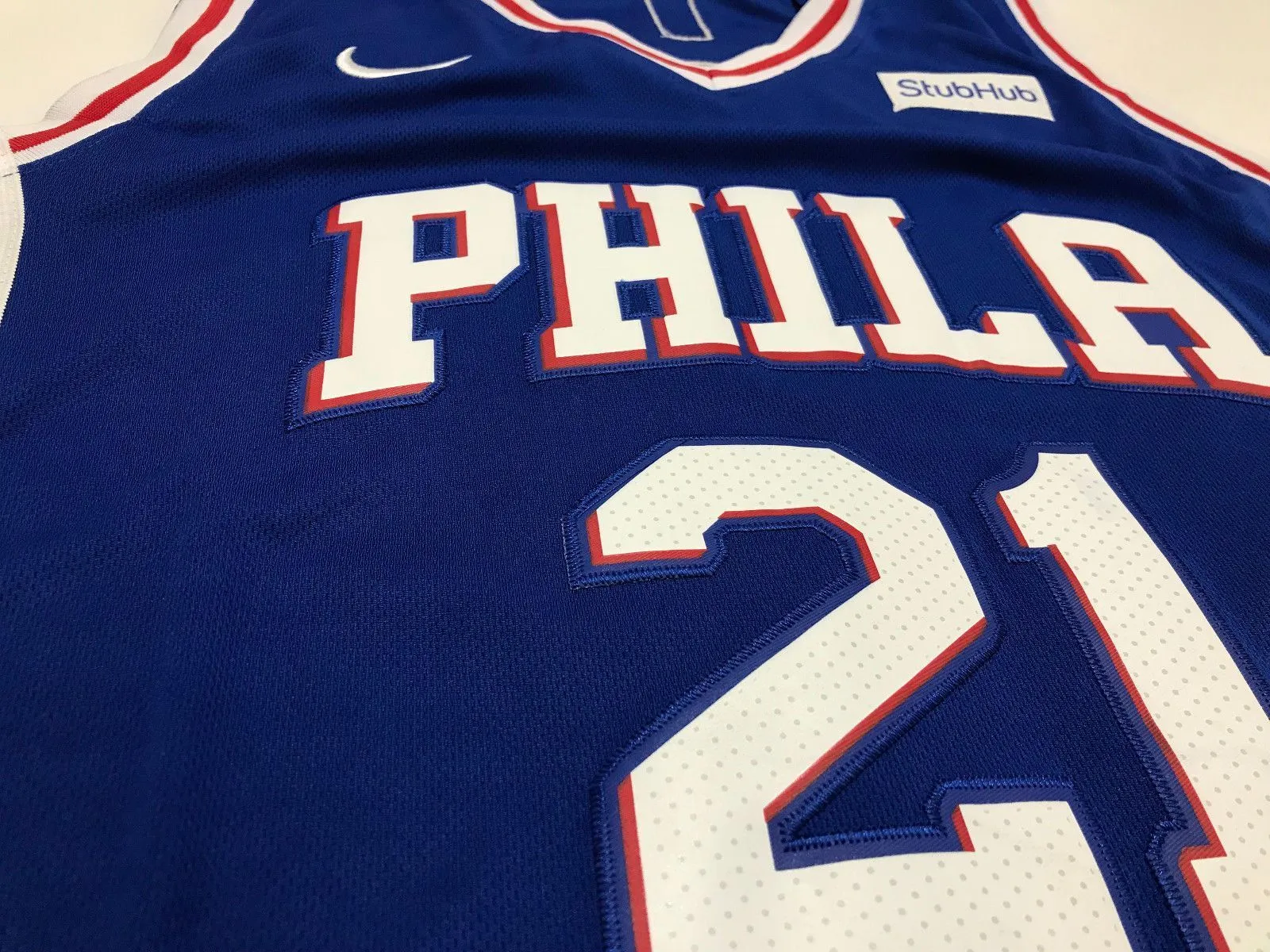 Men 21 Joel Embiid Jersey Blue Philadelphia 76ers Authentic Jersey Player