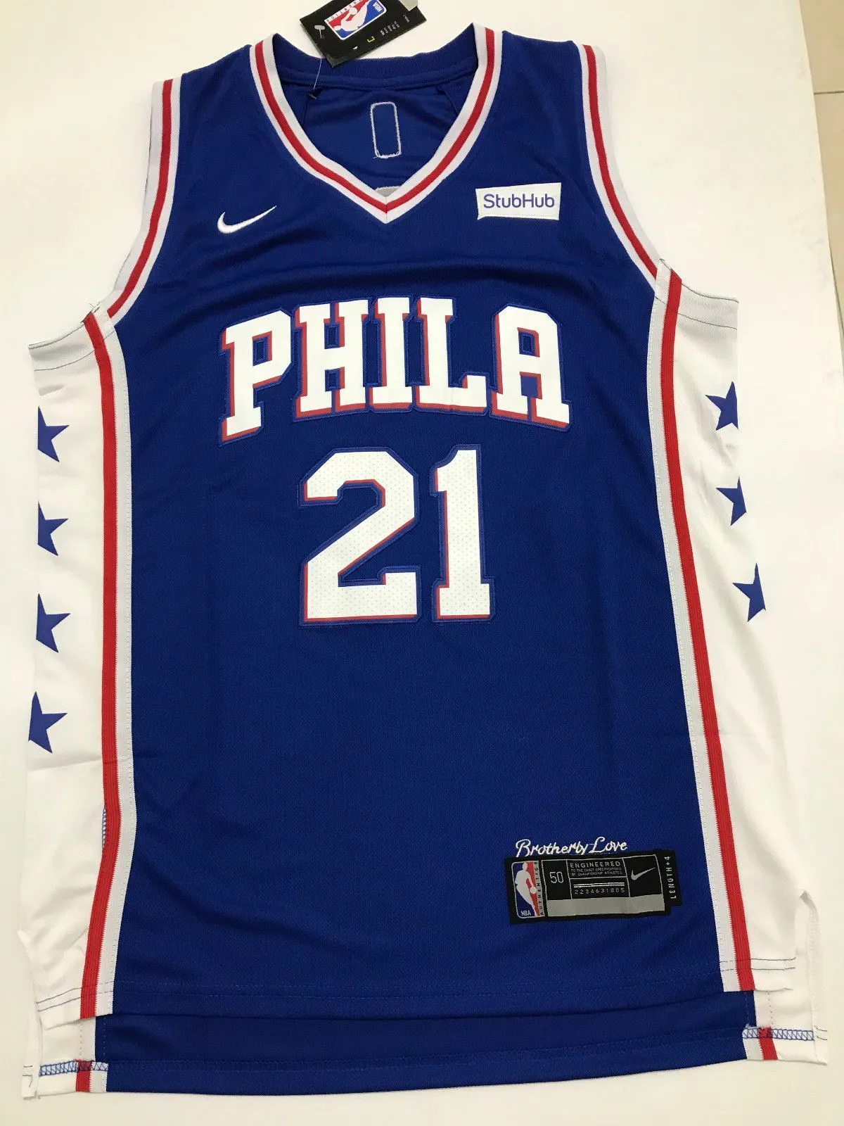 Men 21 Joel Embiid Jersey Blue Philadelphia 76ers Authentic Jersey Player