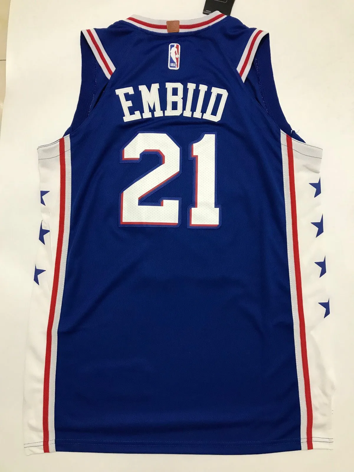 Men 21 Joel Embiid Jersey Blue Philadelphia 76ers Authentic Jersey Player