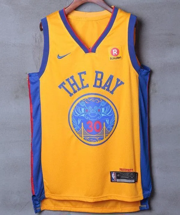 Men 30 Stephen Curry the Bay Jersey Yellow Golden State Warriors Player