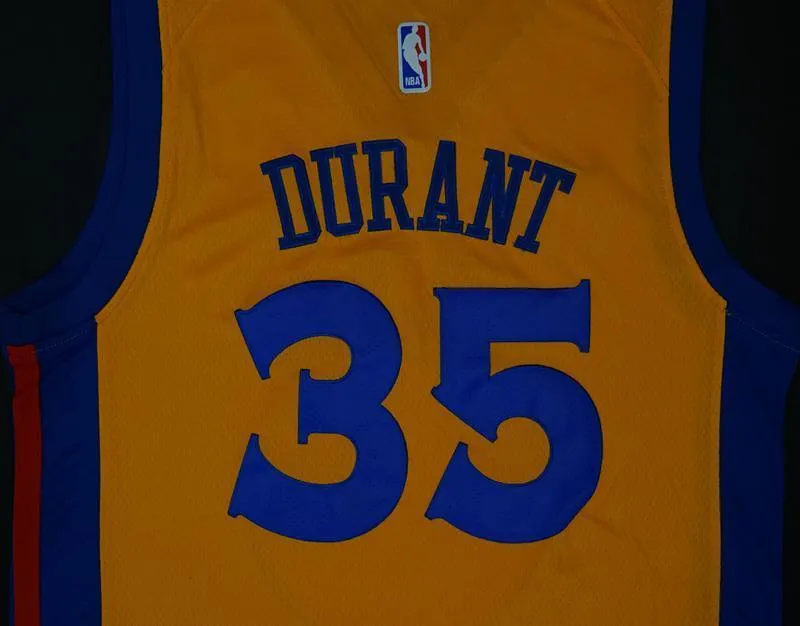 Men 35 Kevin Durant Jersey Yellow The Bay Golden State Warriors City Edition