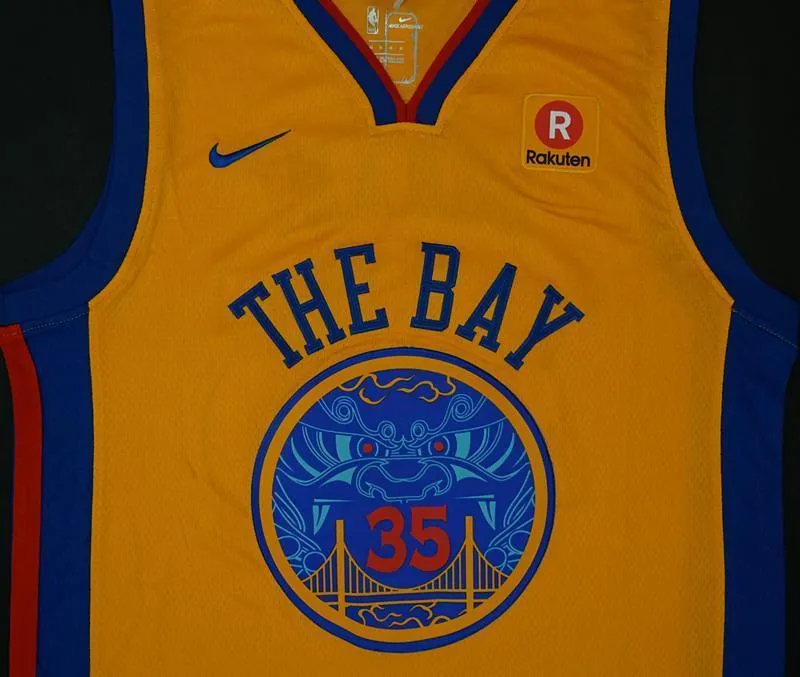 Men 35 Kevin Durant Jersey Yellow The Bay Golden State Warriors City Edition