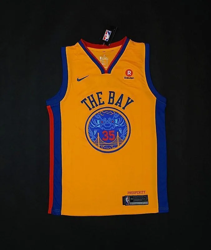 Men 35 Kevin Durant Jersey Yellow The Bay Golden State Warriors City Edition
