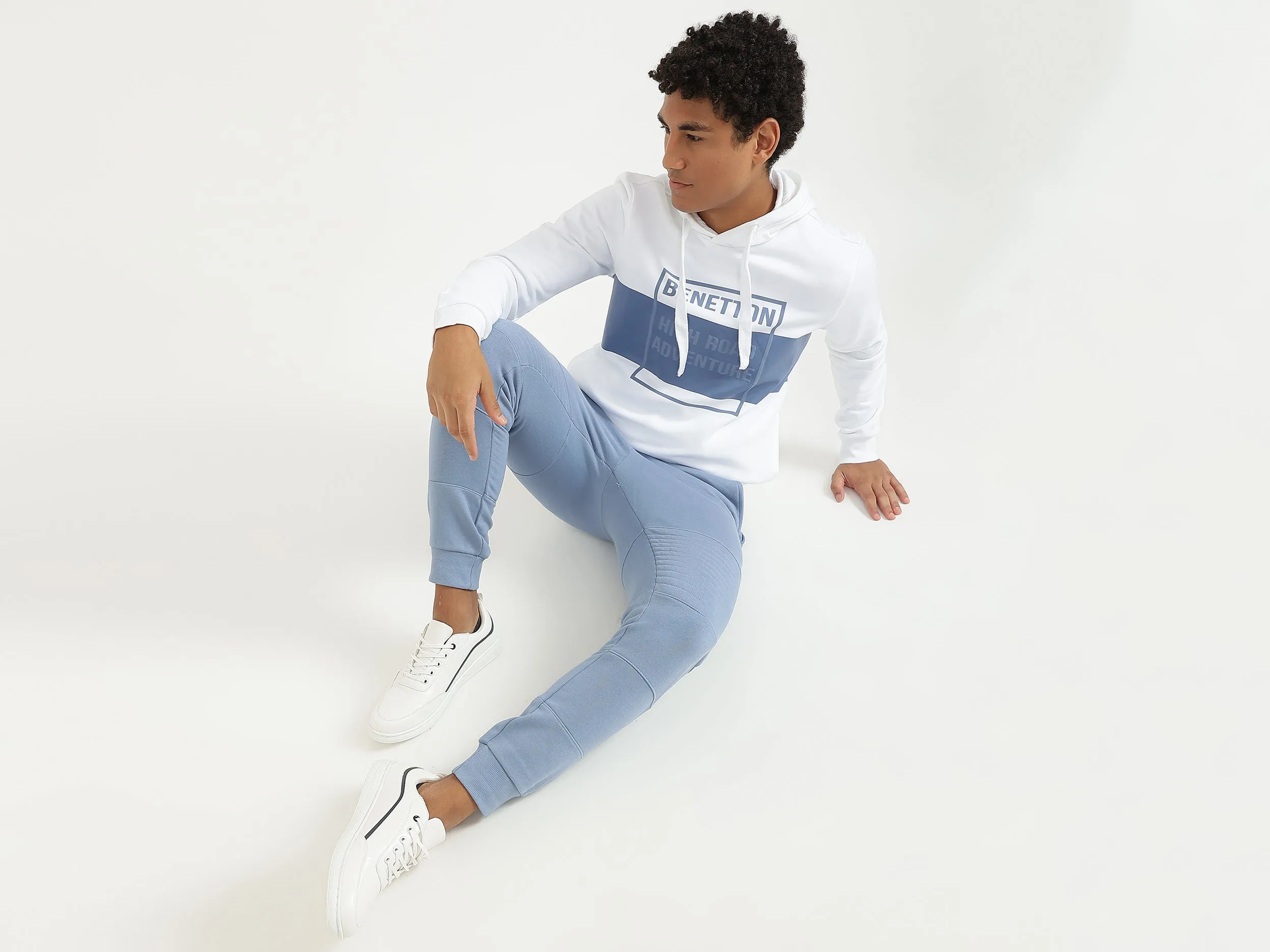 Men Blue Solid Regular Joggers