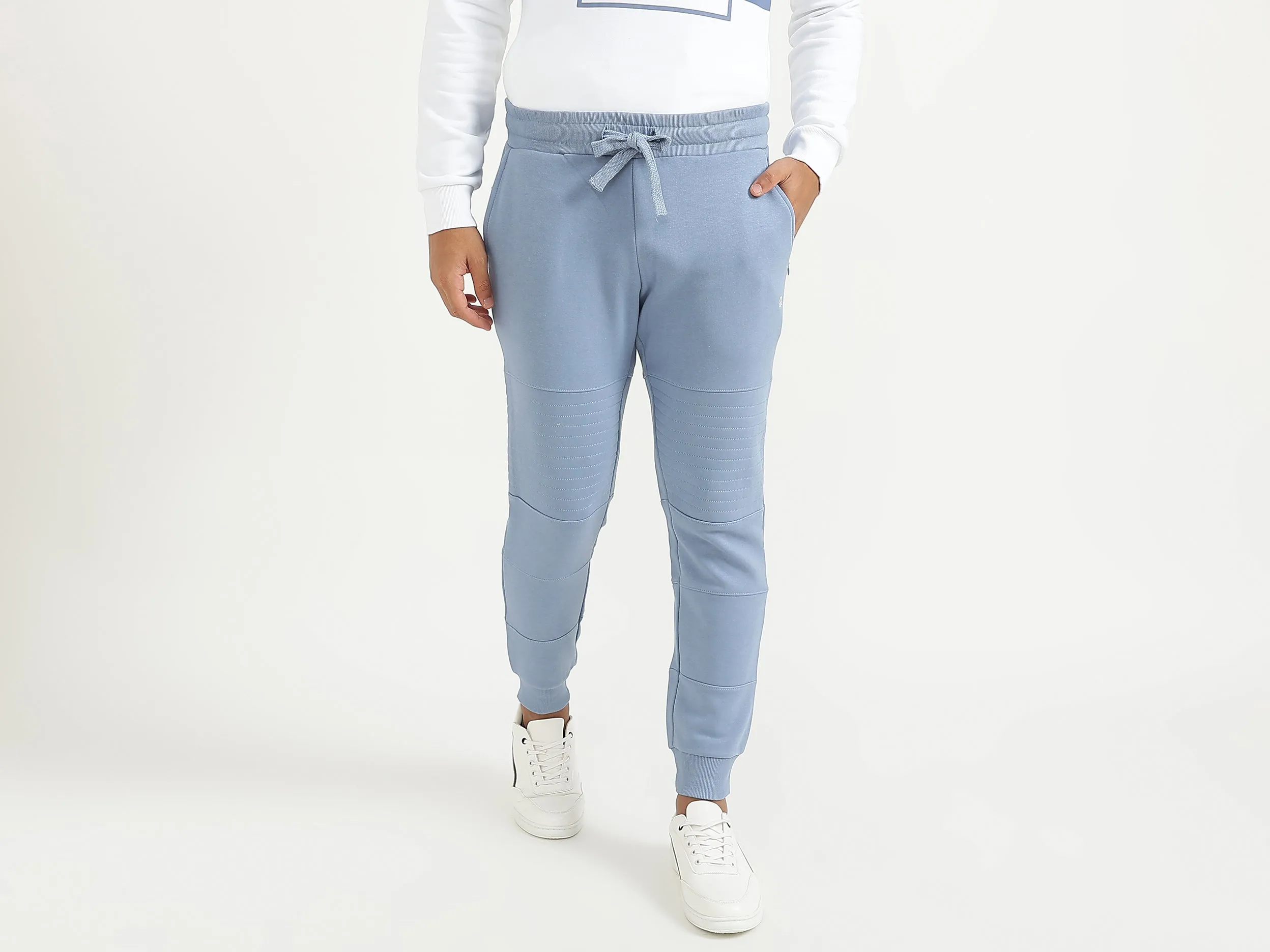 Men Blue Solid Regular Joggers