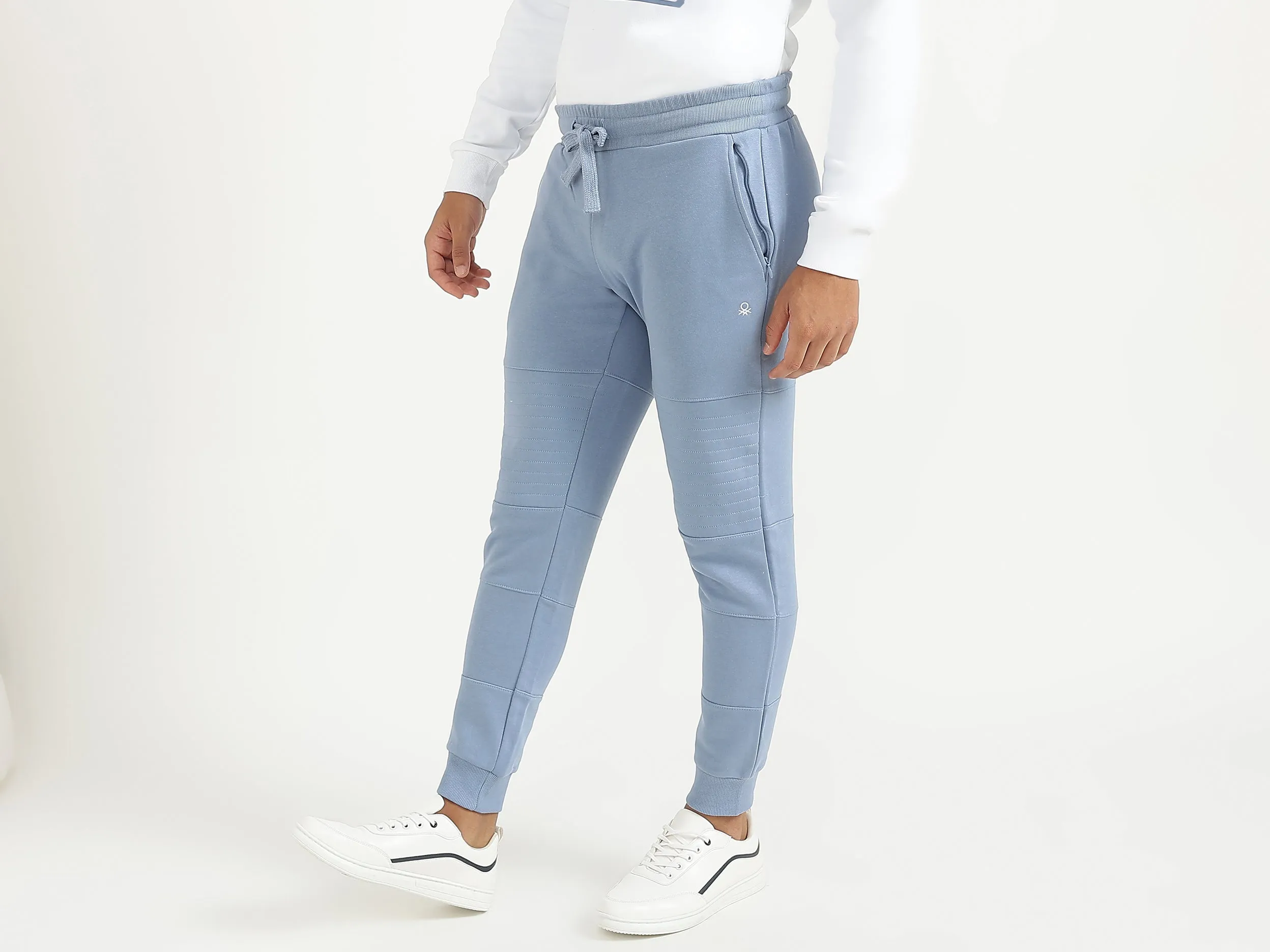 Men Blue Solid Regular Joggers