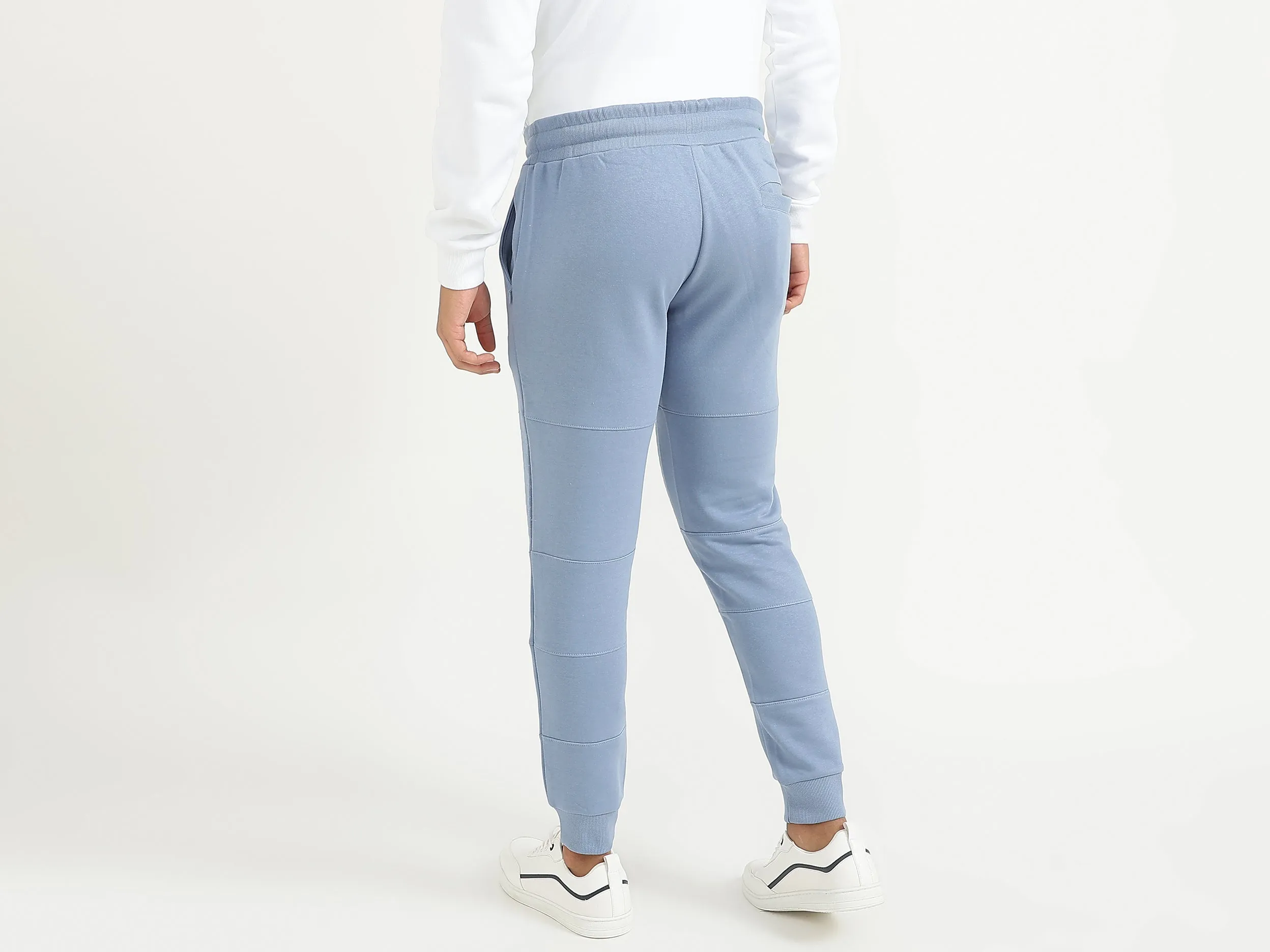 Men Blue Solid Regular Joggers