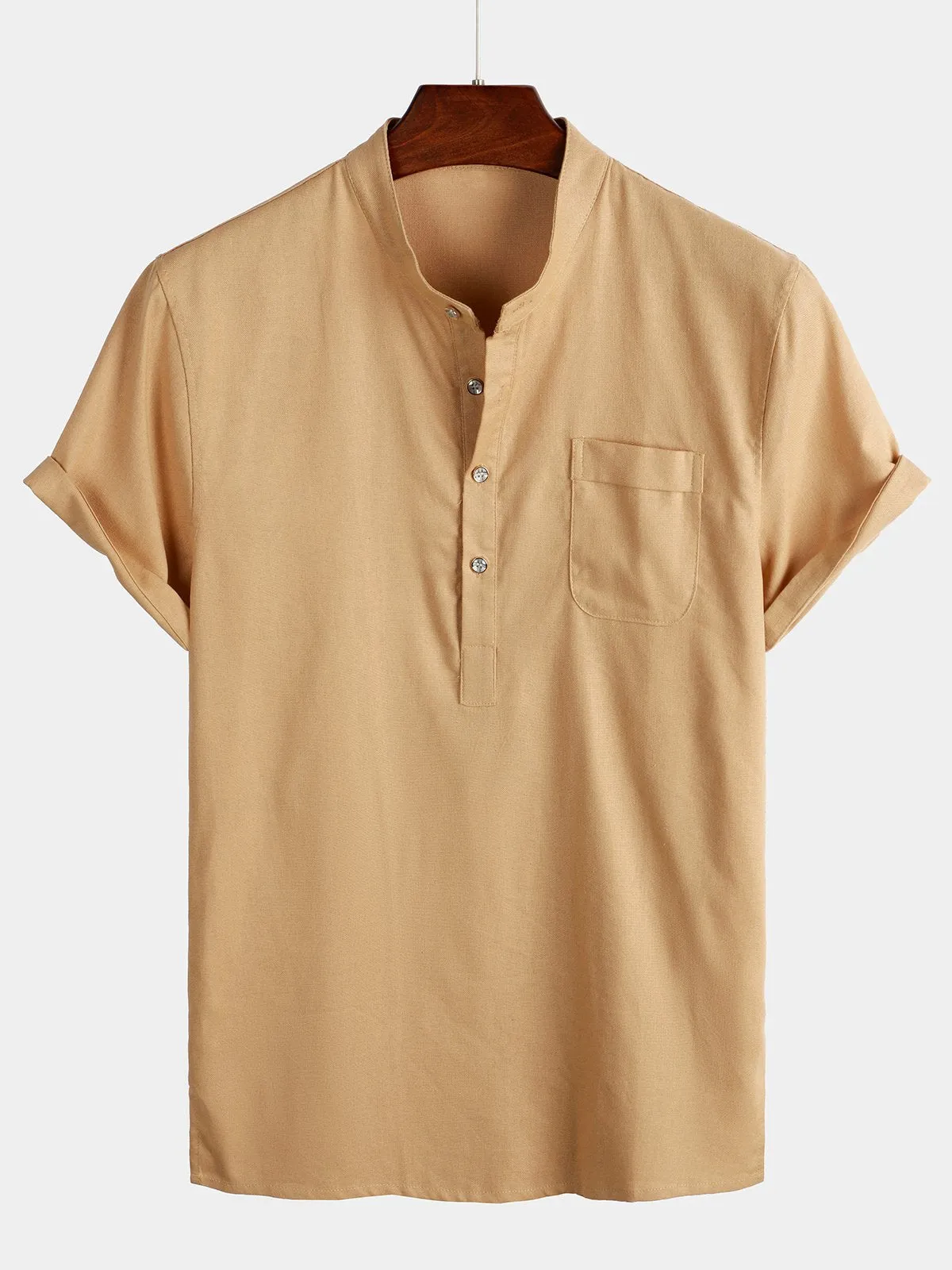 Men's Breathable Linen Cotton Short Sleeve Shirt