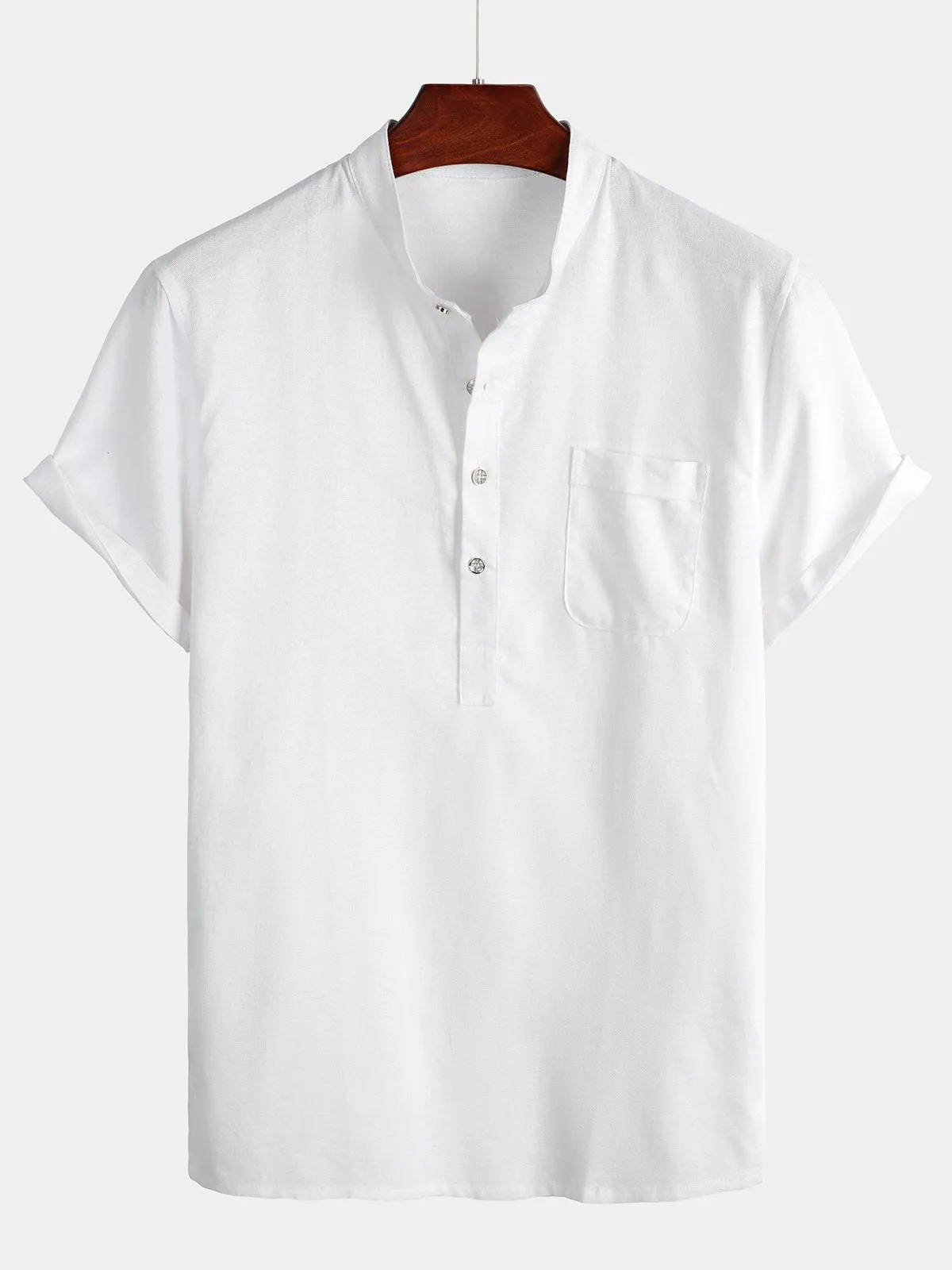 Men's Breathable Linen Cotton Short Sleeve Shirt