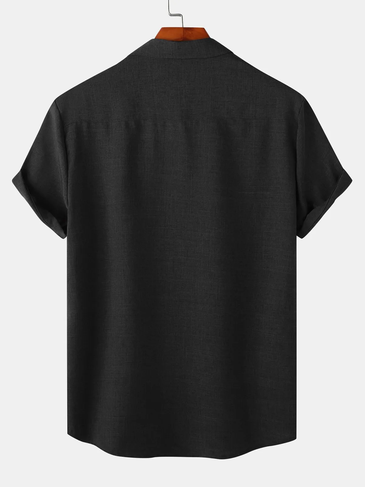 Men's Breathable Solid Color Cotton Button Up Casual Short Sleeve Shirt