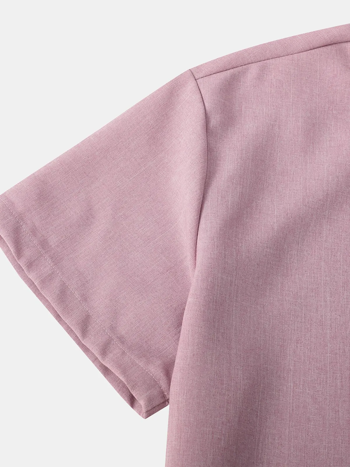 Men's Breathable Solid Color Cotton Button Up Casual Short Sleeve Shirt