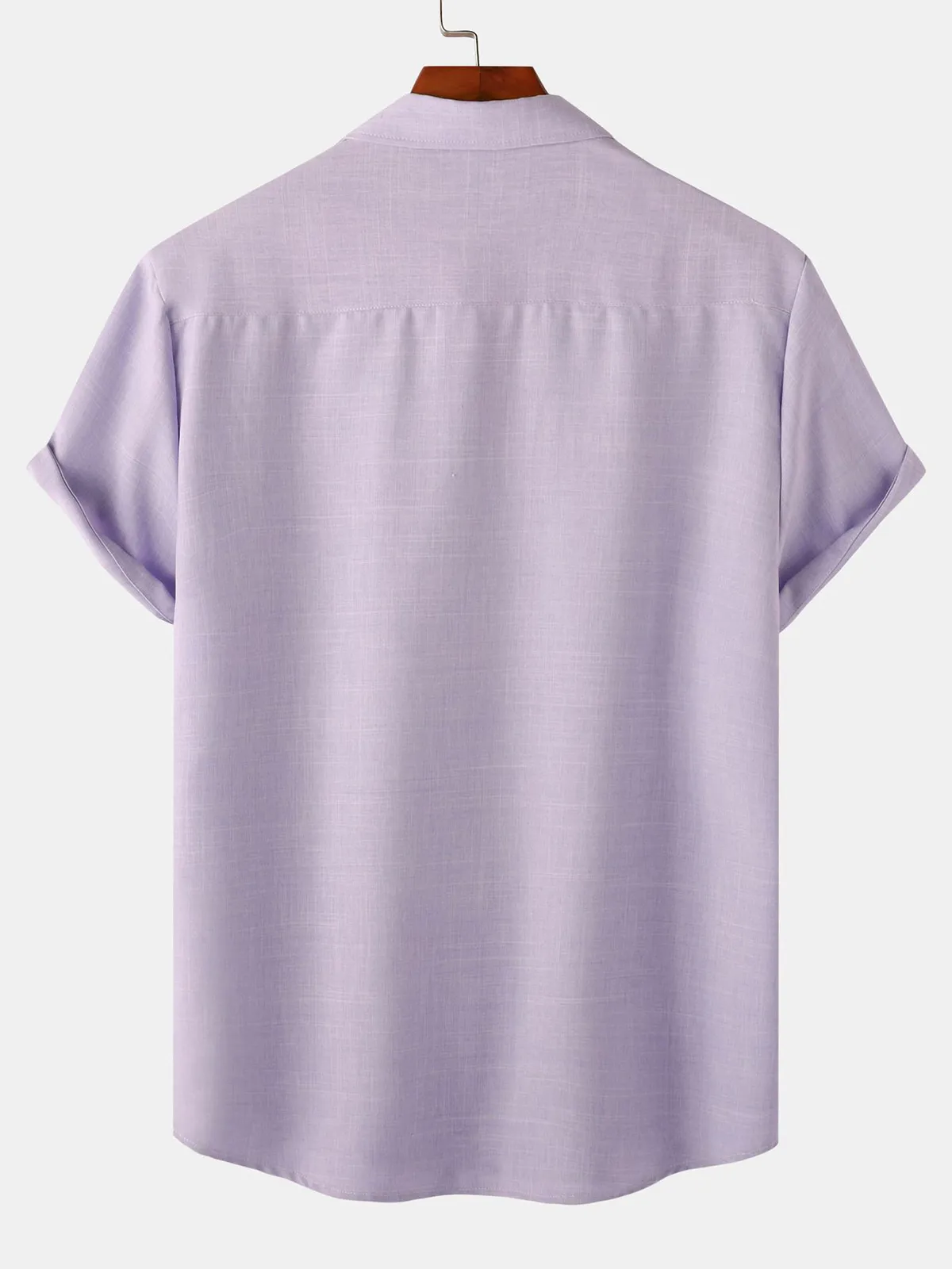 Men's Breathable Solid Color Cotton Button Up Casual Short Sleeve Shirt