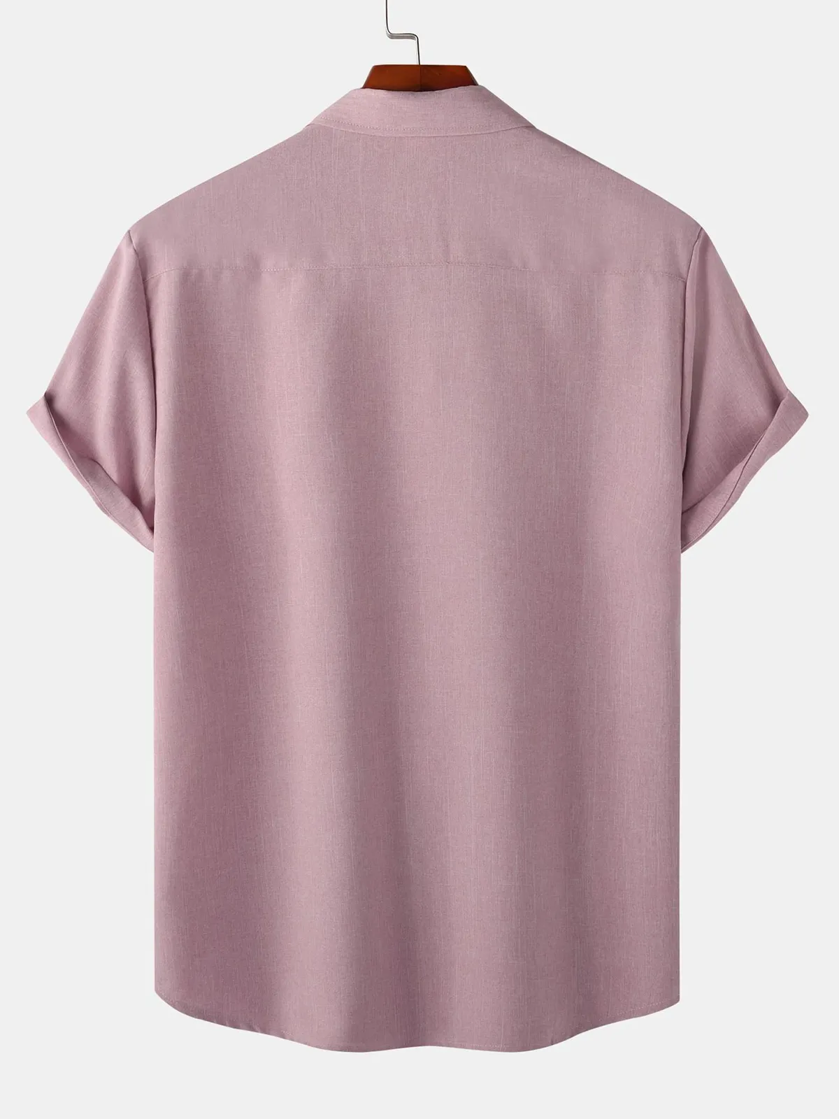 Men's Breathable Solid Color Cotton Button Up Casual Short Sleeve Shirt