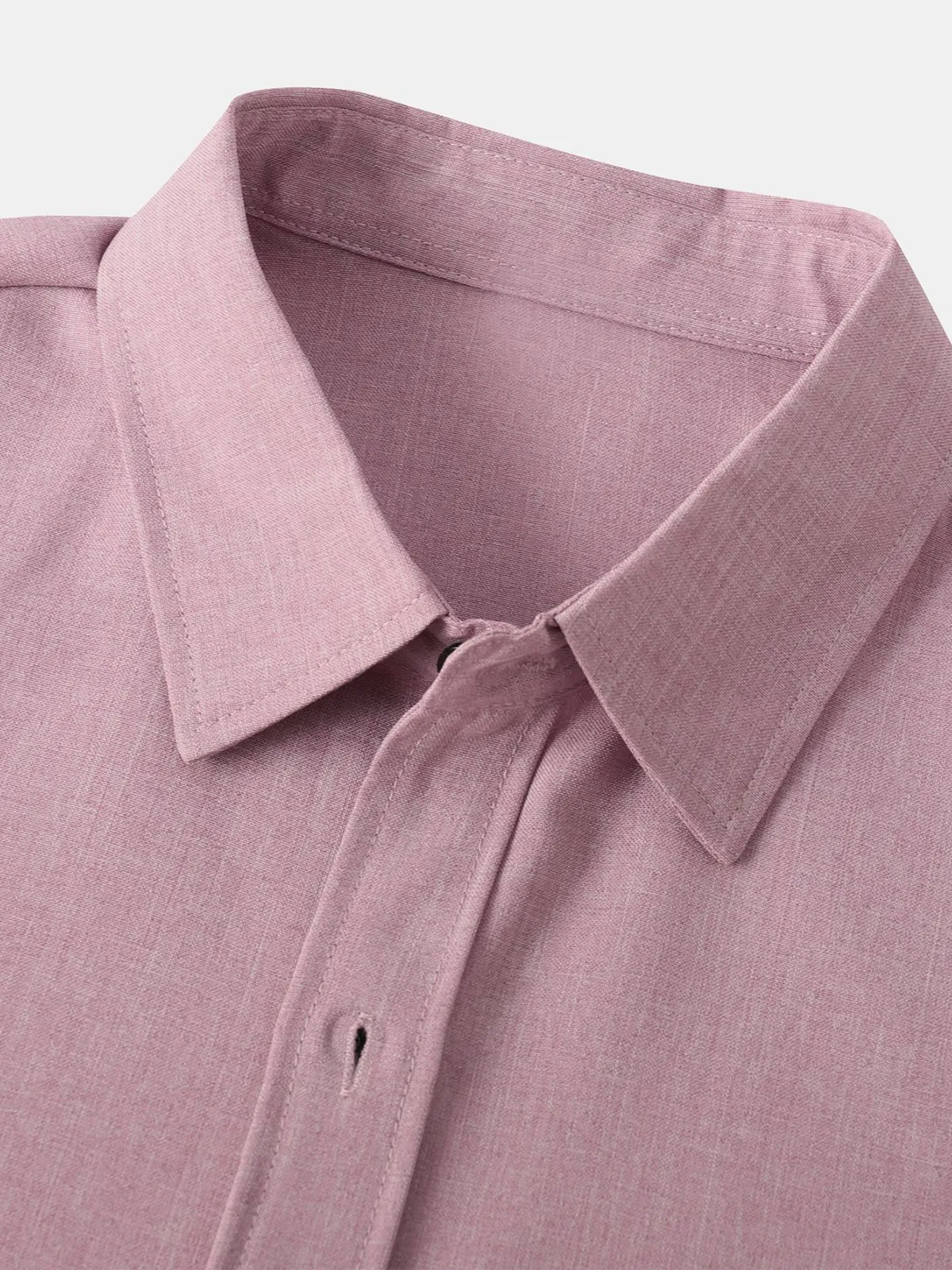 Men's Breathable Solid Color Cotton Button Up Casual Short Sleeve Shirt