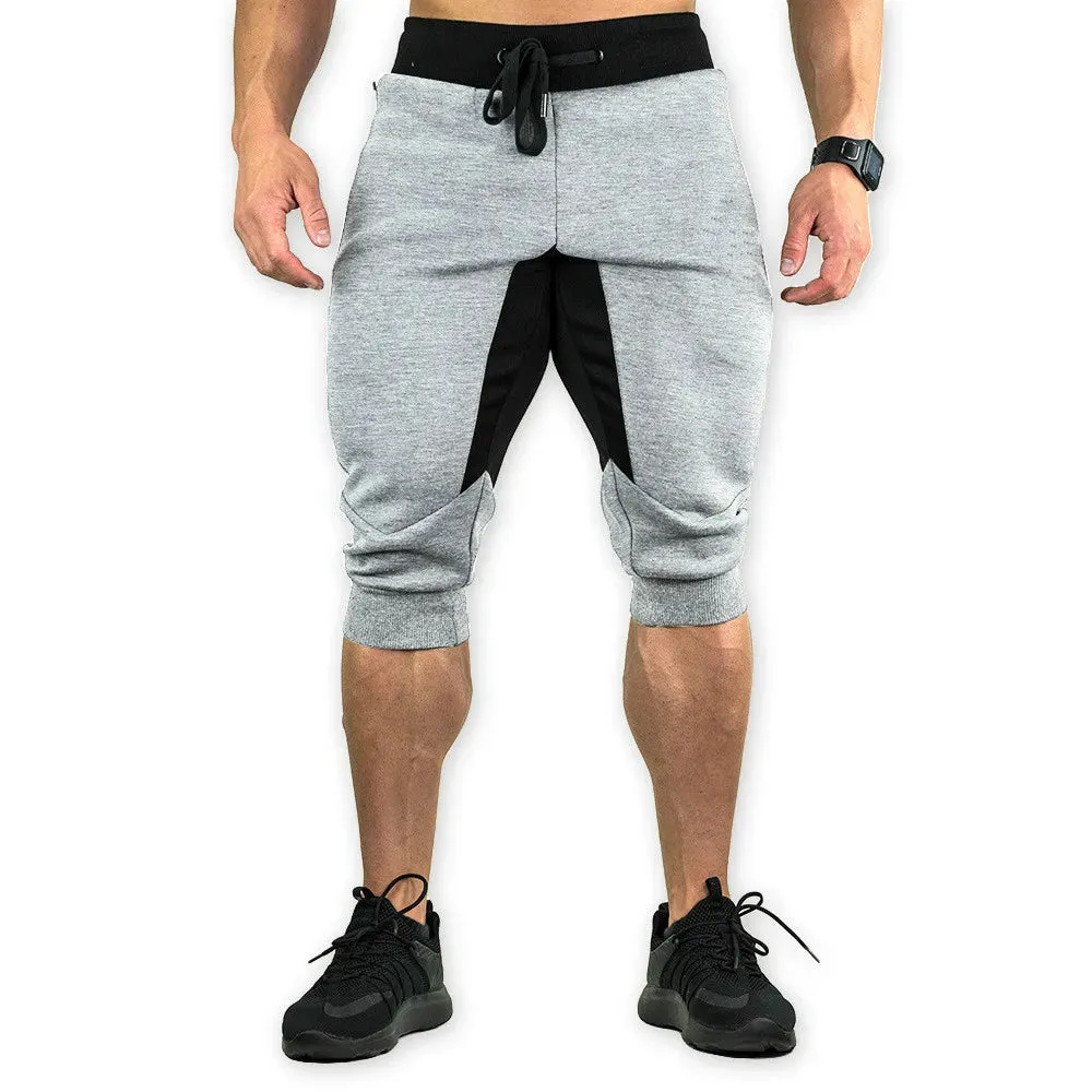 Men's Cotton Casual Shorts - 3/4 Jogger Capri Pants, Breathable Below Knee Short Pants with Three Pockets