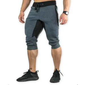 Men's Cotton Casual Shorts - 3/4 Jogger Capri Pants, Breathable Below Knee Short Pants with Three Pockets