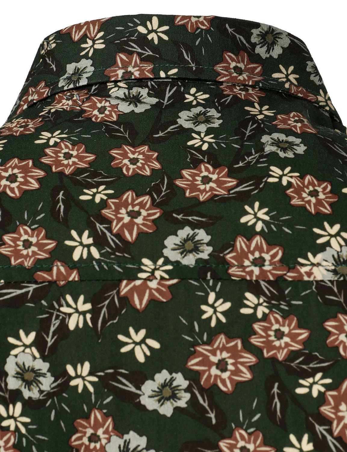 Men's Floral Vintage Green Casual Long Sleeve Button Up Dress Shirt