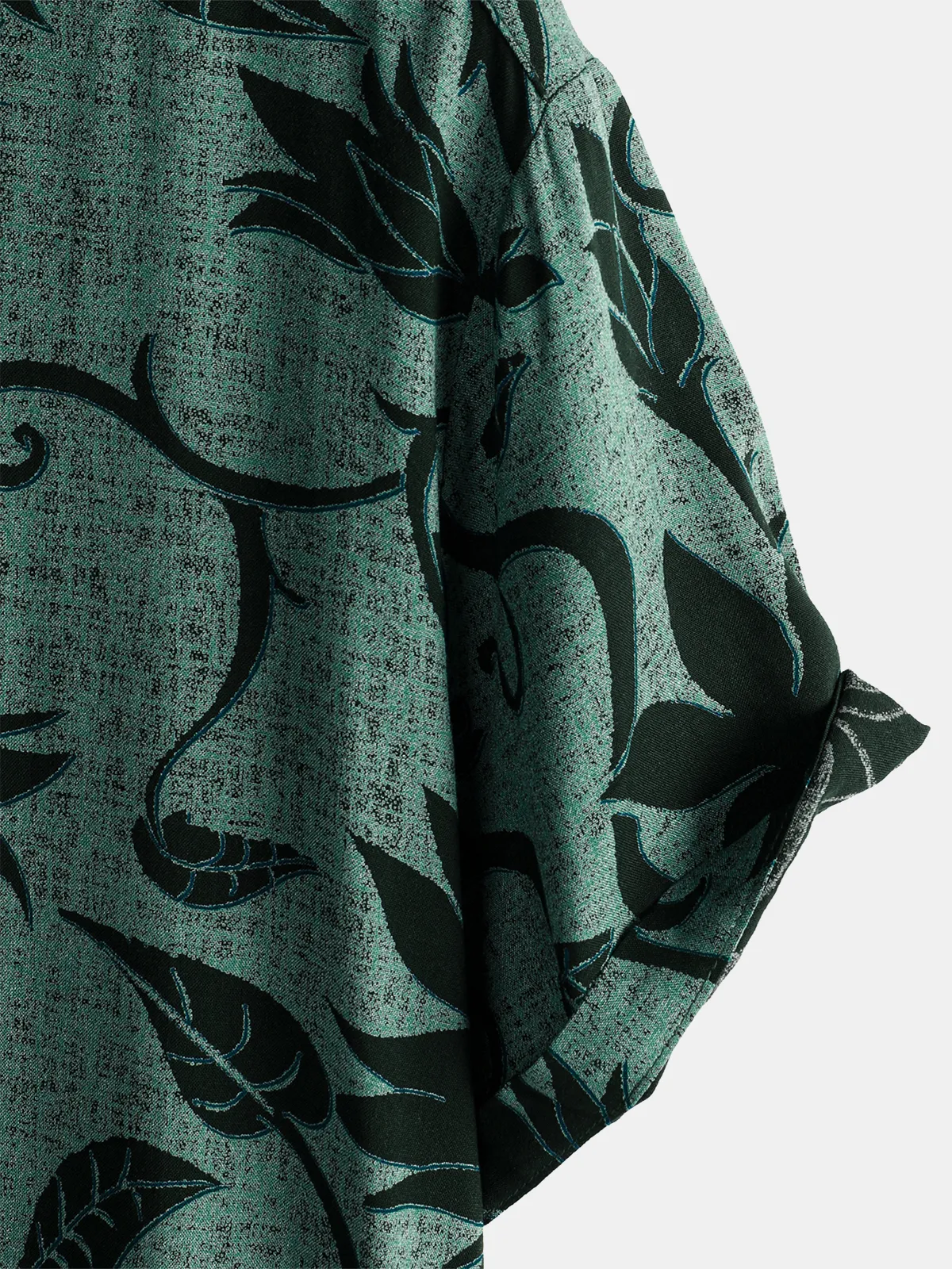 Men's Green Floral Holiday Casual Summer Short Sleeve Button Up Shirt