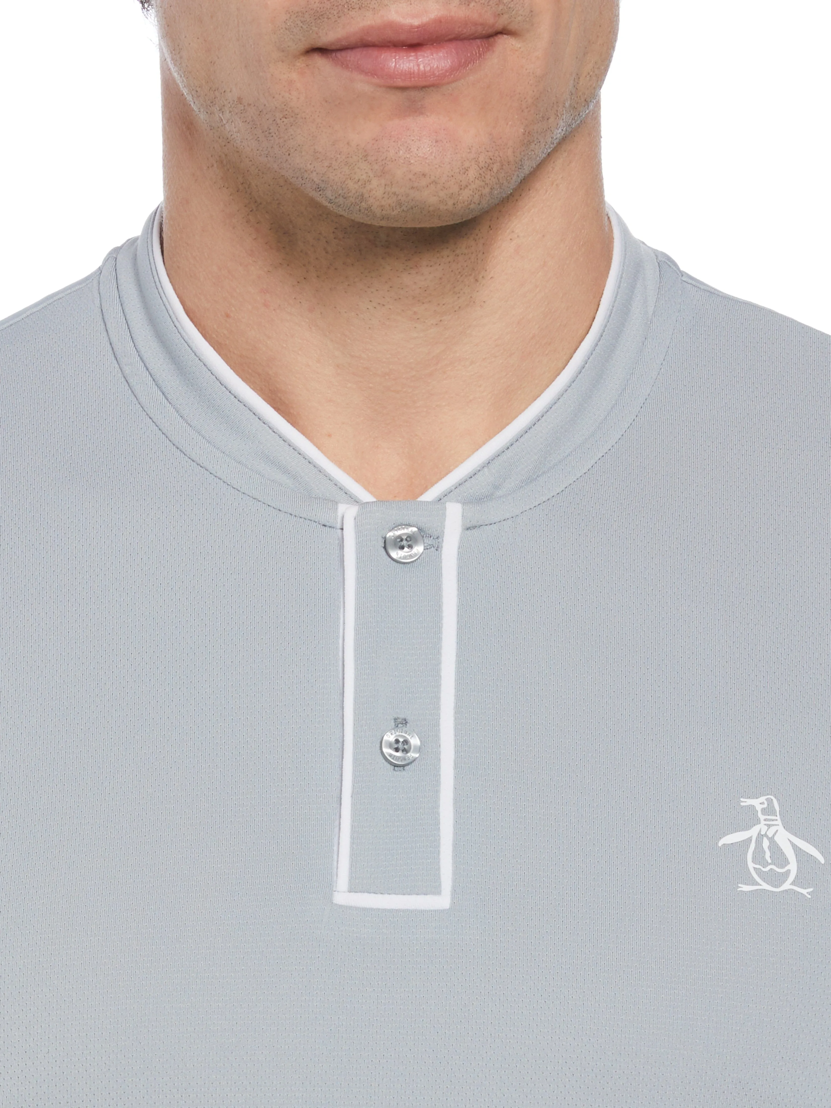 Men's Piped Blade Collar Performance Short Sleeve Tennis Polo Shirt