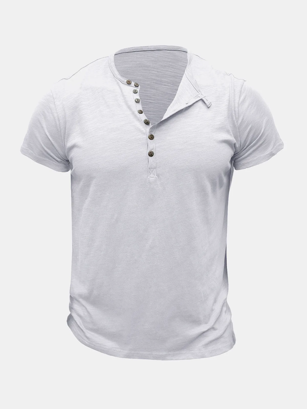 Men's Summer Casual Breathable Cotton Solid Color Short Sleeve T-Shirt