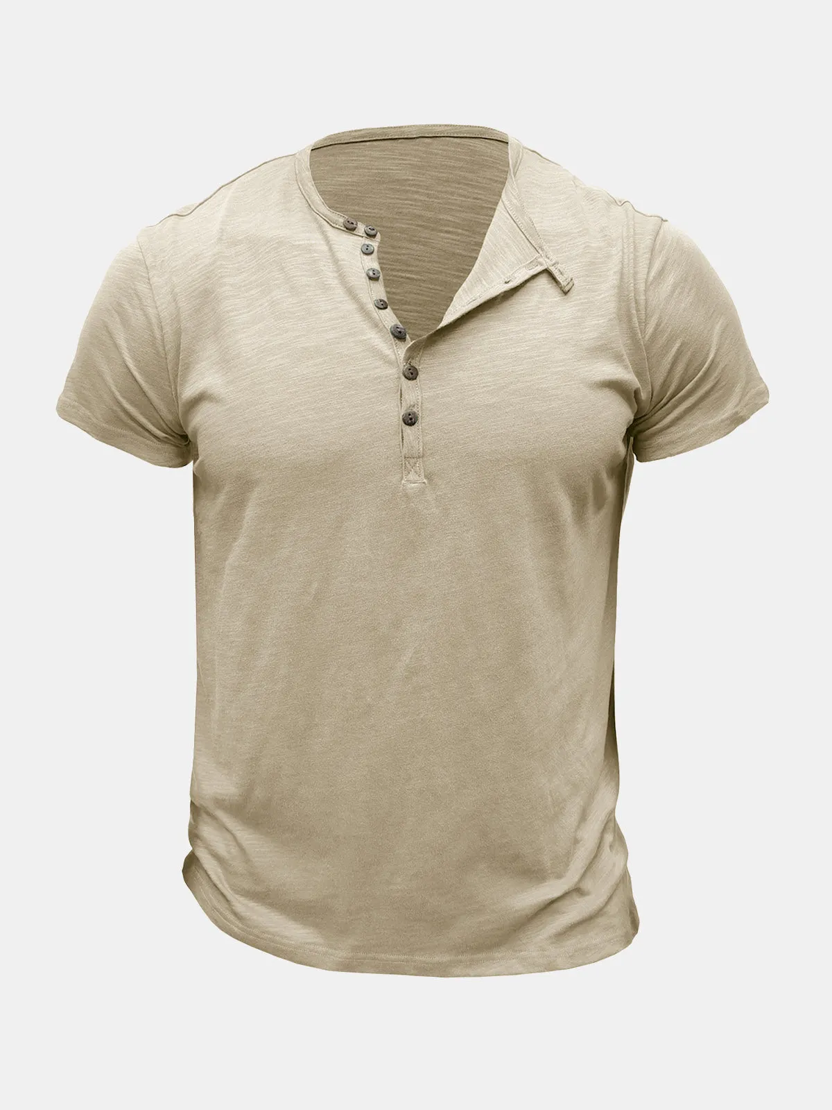 Men's Summer Casual Breathable Cotton Solid Color Short Sleeve T-Shirt