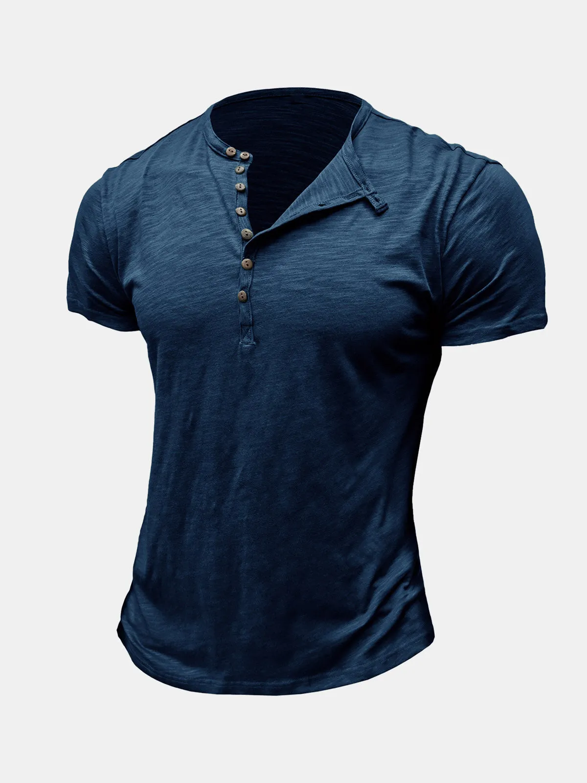 Men's Summer Casual Breathable Cotton Solid Color Short Sleeve T-Shirt