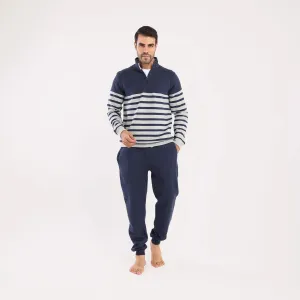 Men's two-piece dark blue pajama