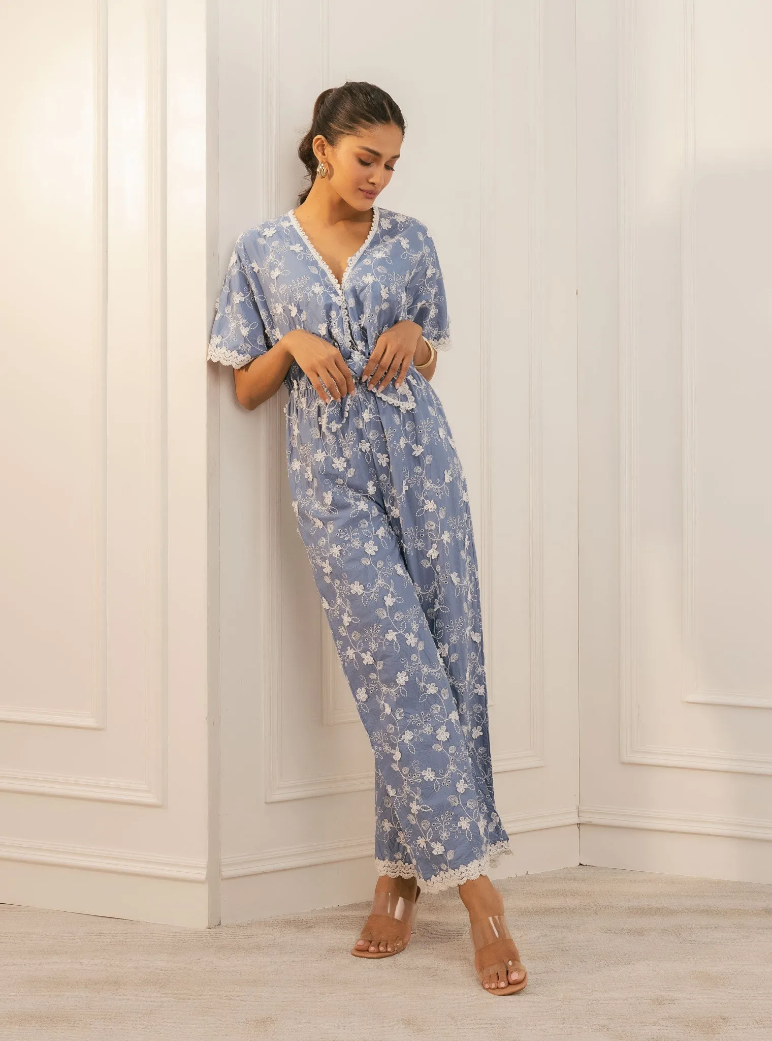 Mulmul Cotton Liliana Denim Jumpsuit