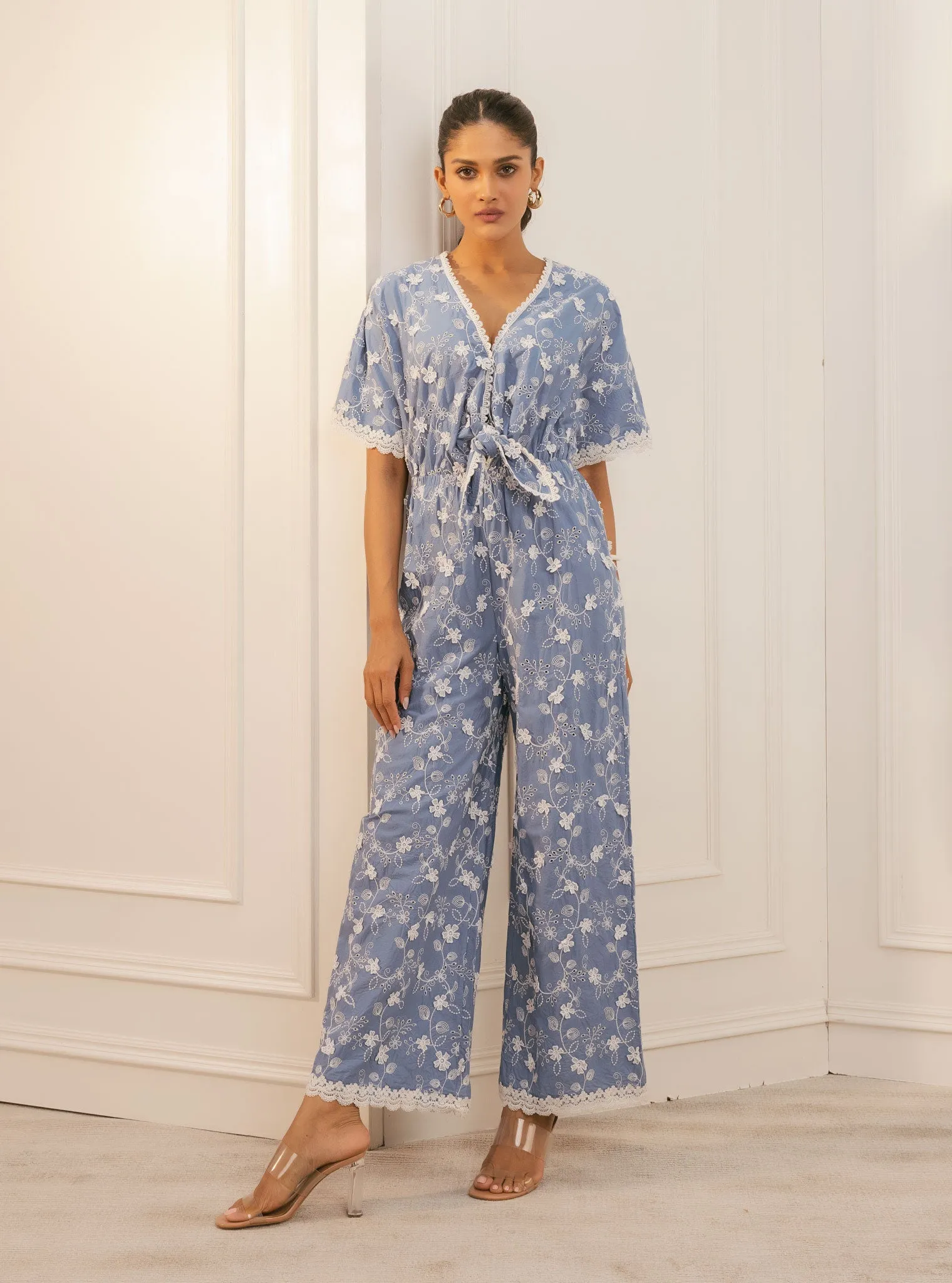 Mulmul Cotton Liliana Denim Jumpsuit