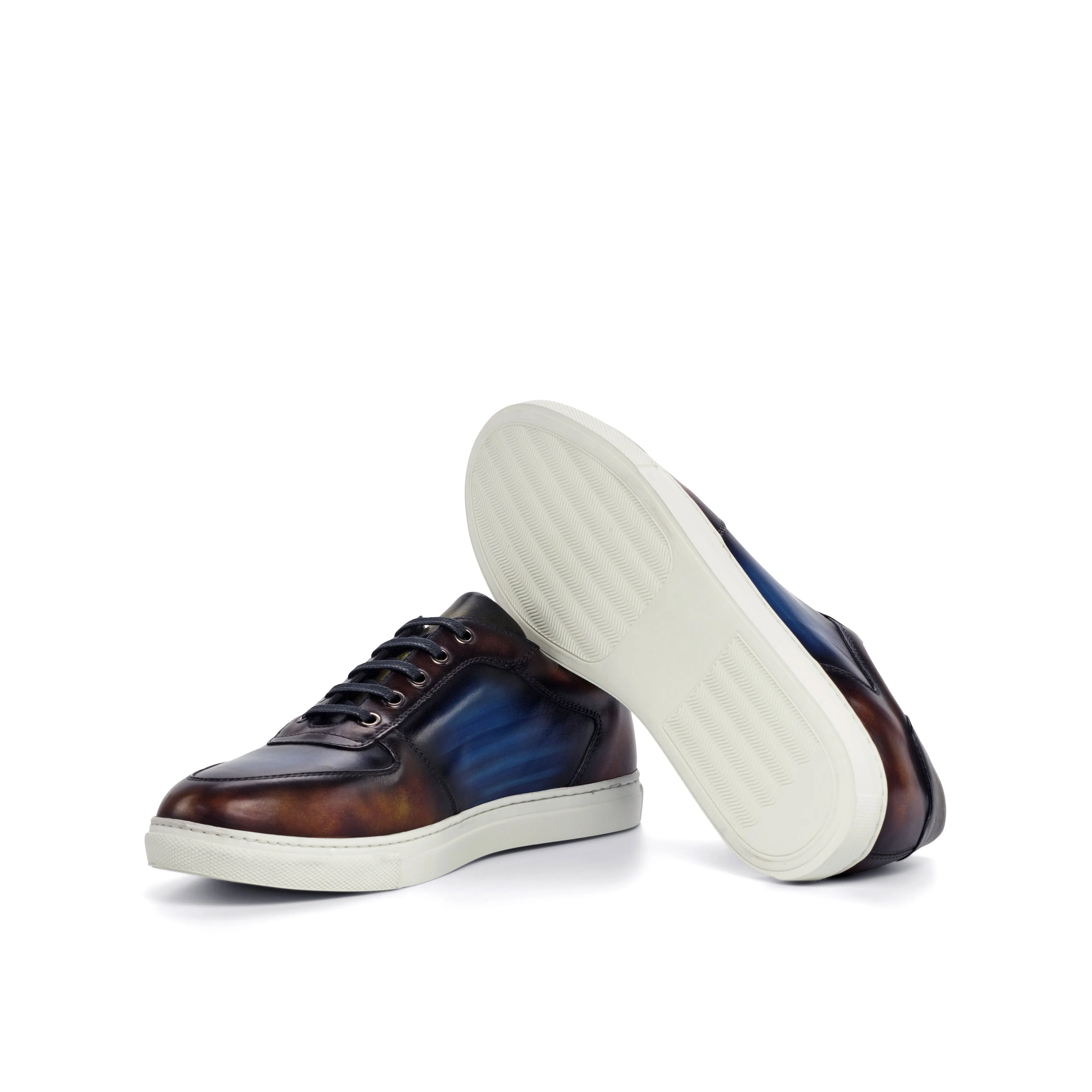 Navy & Brown Patina Low-Top Sneakers
