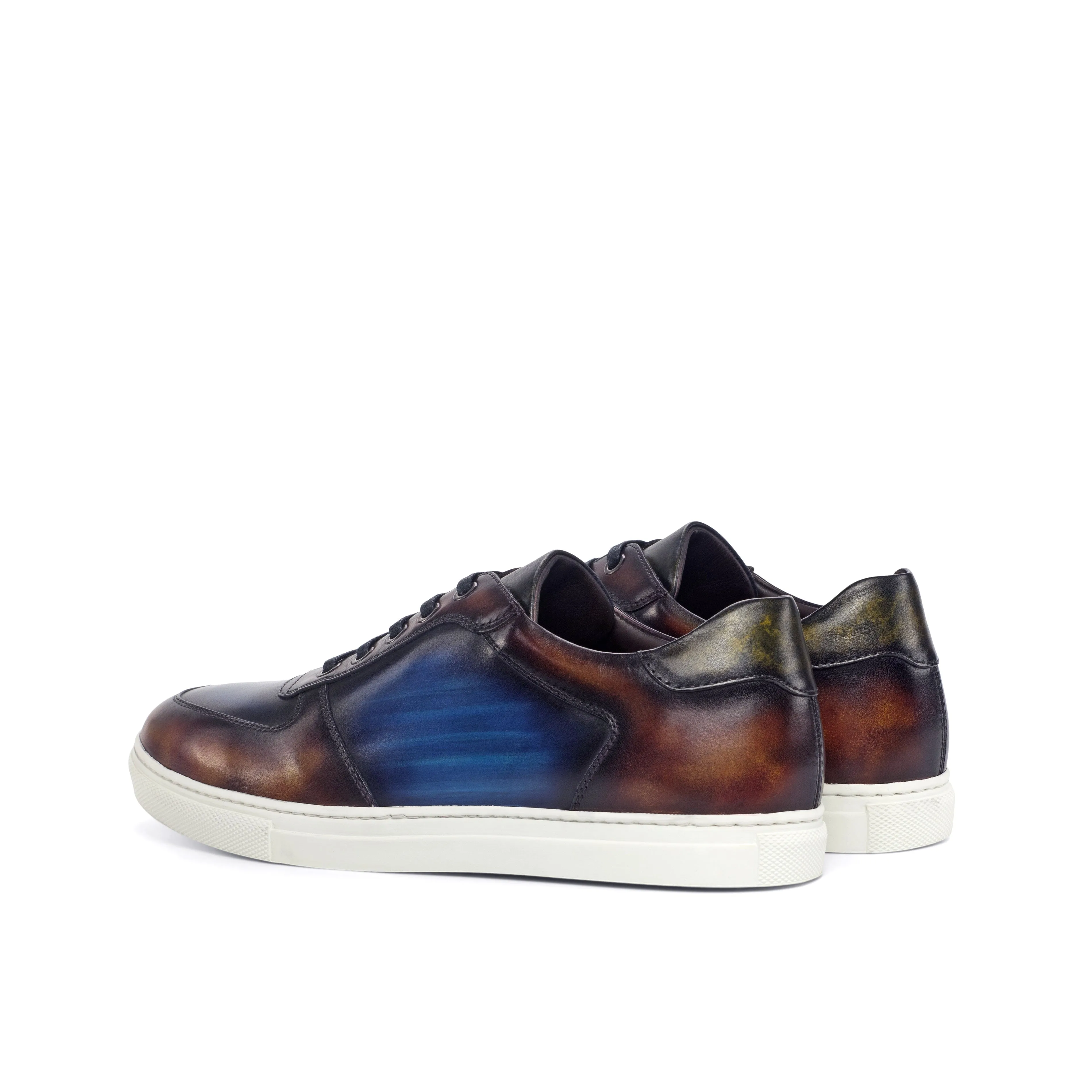 Navy & Brown Patina Low-Top Sneakers